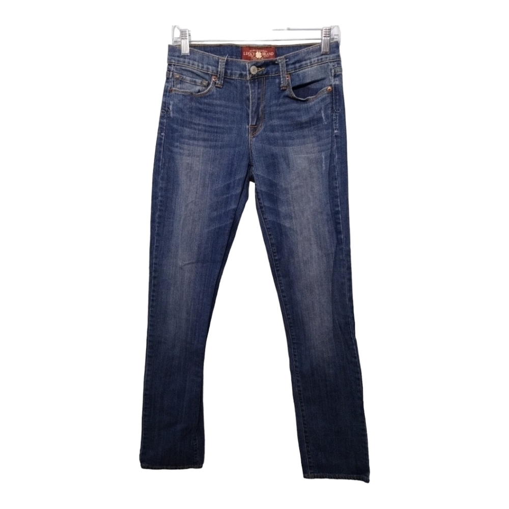 LUCKY Brand Sofia Straight Medium Wash Whiskering Fading Jeans Sz‎ 4/27 LONG